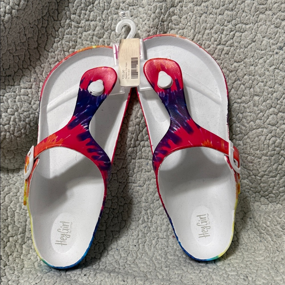 Hey Girl by Corkys Multicolor Tie-Dye Sandals with adjustable strap. - Picture 3 of 8